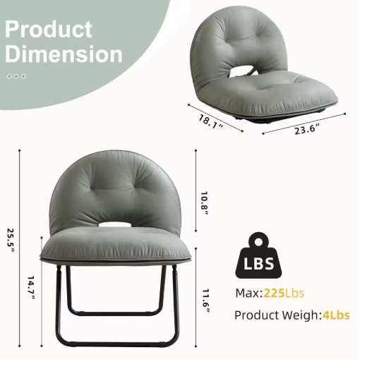 EBELLO Portable Portable Folding Chair with Upholstered Living Room Portable Lounge Chair