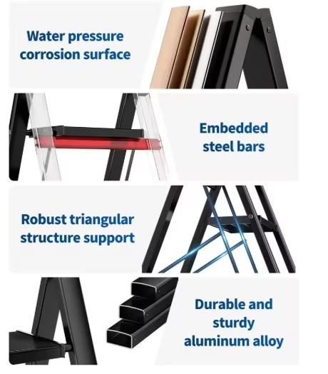 Step Ladder Aluminum Folding Step Stool W/ Wide Anti-Slip Pedal Home Office Lightweight Portable Stepladder