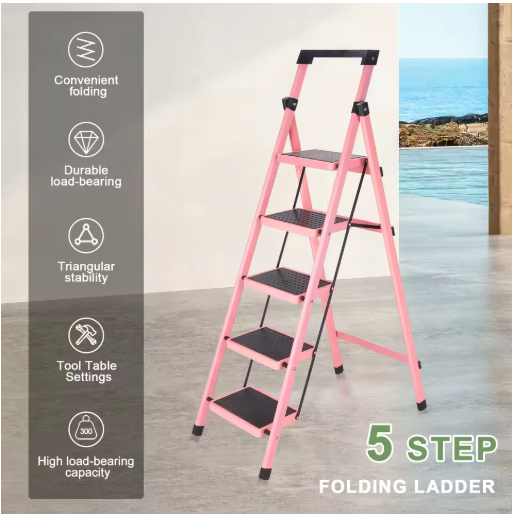 Multifunctional Kitchen Step Stool Safety Folding Ladders Carbon Steel Thickened Indoor Herringbone Stair Telescopic Ladder