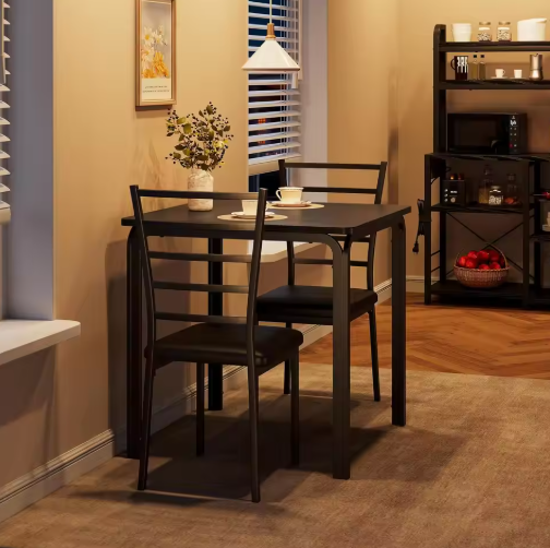 Dining Table for 2 Space Saving Dining Table Set for Small Spaces 3 Piece Dining Table Set & Metal Steel Frame for Dining Room