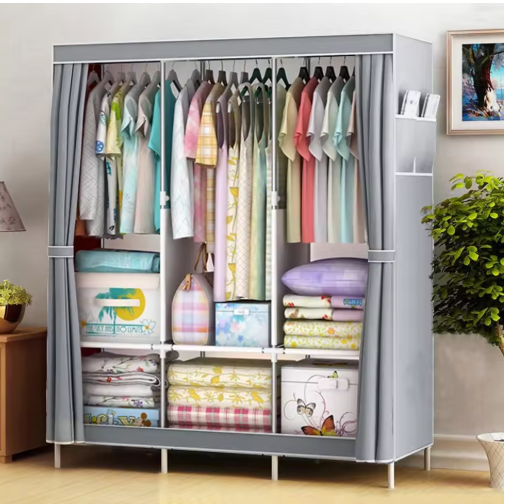 Closet Wardrobe Organizer Storage Rack Portable Clothes Shoe Clothing Shelf Dustproof Non-woven Fabric Quick and Easy to Assembl