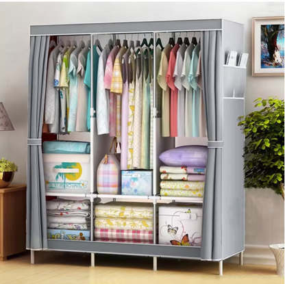Closet Wardrobe Organizer Storage Rack Portable Clothes Shoe Clothing Shelf Dustproof Non-woven Fabric Quick and Easy to Assembl