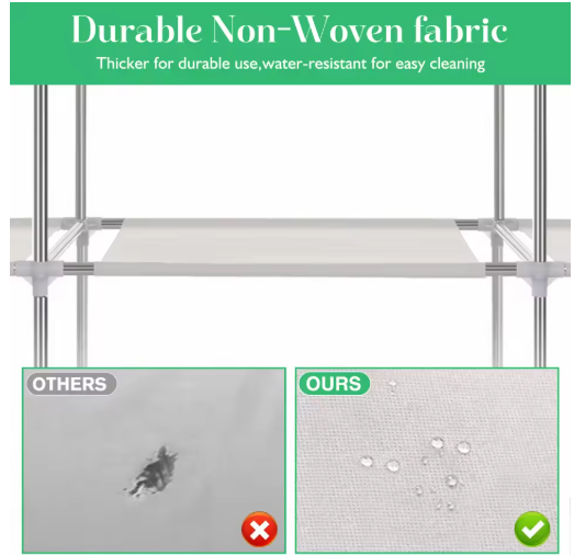 Closet Wardrobe Organizer Storage Rack Portable Clothes Shoe Clothing Shelf Dustproof Non-woven Fabric Quick and Easy to Assembl