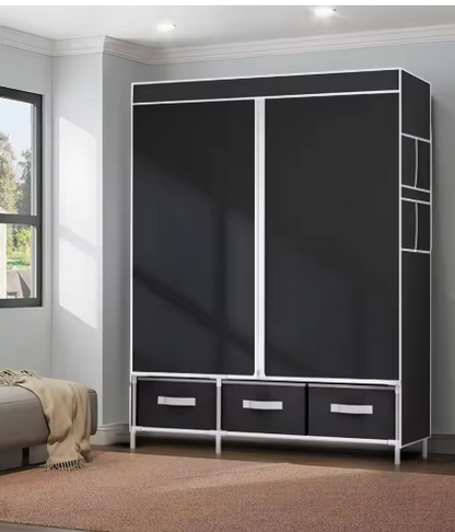 New Upgrade Portable Wardrobe Clothes Organizer for Home Bedroom Clothes Closet with 3 Drawers and 4 Shelves Clothes Storage