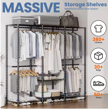 Clothes Rack Storage Organizer Wardrobe Hanging Clothes Freestanding Portable Heavy Duty 960 lb for Cloakroom Bedroom Entrances