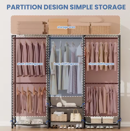 Clothes Rack Storage Organizer Wardrobe Hanging Clothes Freestanding Portable Heavy Duty 960 lb for Cloakroom Bedroom Entrances