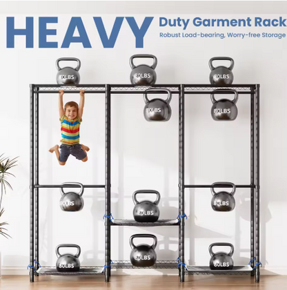 Clothes Rack Storage Organizer Wardrobe Hanging Clothes Freestanding Portable Heavy Duty 960 lb for Cloakroom Bedroom Entrances