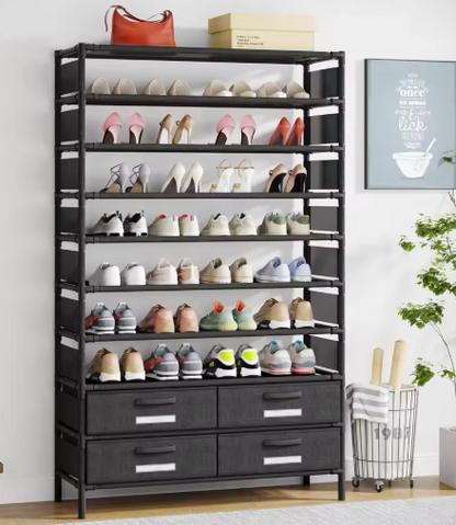 bookshelf with 4 Bins Drawers for Closet Entryway, Vertical Shoe Racks Free Standing wardrobes, clothes rack