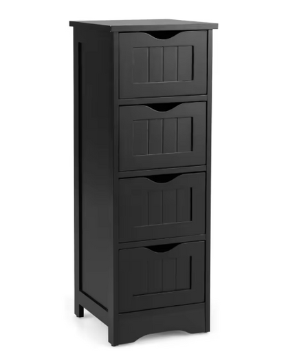Narrow Freestanding Bathroom Floor Cabinet with 4 Drawers, Multifunctional Side Storage Organizer for Towels