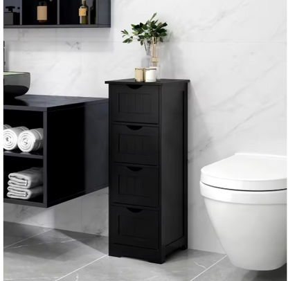 Narrow Freestanding Bathroom Floor Cabinet with 4 Drawers, Multifunctional Side Storage Organizer for Towels