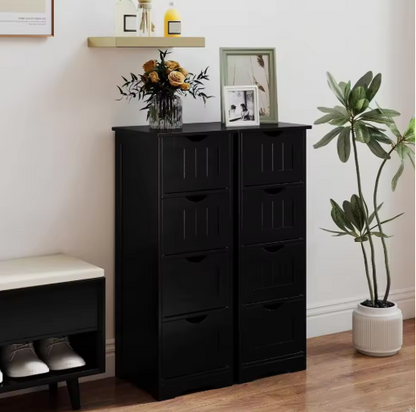 Narrow Freestanding Bathroom Floor Cabinet with 4 Drawers, Multifunctional Side Storage Organizer for Towels