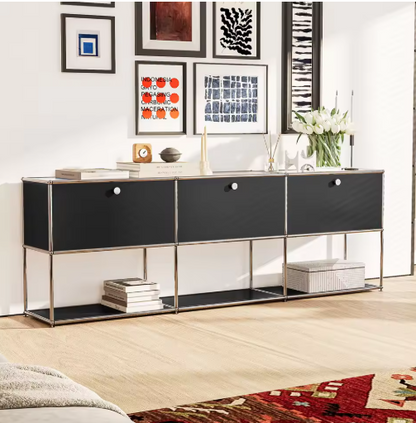 Modern TV Stand Storage File Cabinet With Metal Frame for Living Room Bedroom Office Book Shelf Bedside Table
