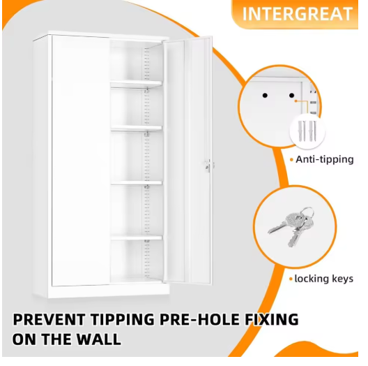 Metal Storage Cabinet with Lock,White Armoire Wardrobe Closet with Lockable Doors,72" H Storage Closet Cabinets for H