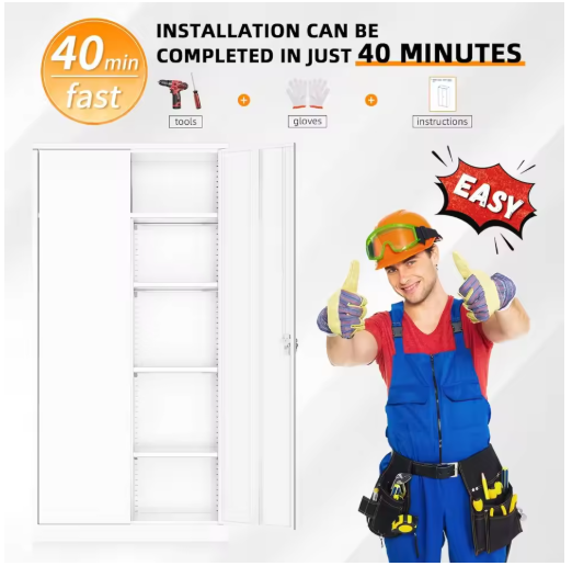 Metal Storage Cabinet with Lock,White Armoire Wardrobe Closet with Lockable Doors,72" H Storage Closet Cabinets for H