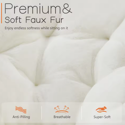 JHK Cozy Saucer Chairs Faux Fur For Living Room Folding Thick Padded Seat Metal Frame X-Large Reading Lounge Furniture