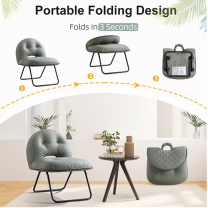 EBELLO Portable Portable Folding Chair with Upholstered Living Room Portable Lounge Chair