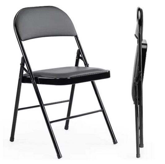 JHK Leather Padded Folding Living Room Chairs 2 Pack Sturdy Metal Foldable Chair Easy to Use and Storage Outdoor for Home Office