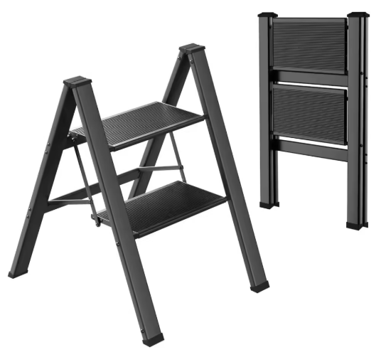 Step Ladder Aluminum Folding Step Stool W/ Wide Anti-Slip Pedal Home Office Lightweight Portable Stepladder