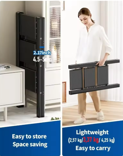 Step Ladder Aluminum Folding Step Stool W/ Wide Anti-Slip Pedal Home Office Lightweight Portable Stepladder