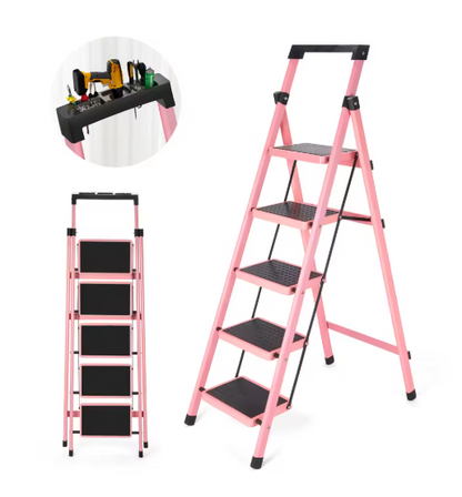 Multifunctional Kitchen Step Stool Safety Folding Ladders Carbon Steel Thickened Indoor Herringbone Stair Telescopic Ladder