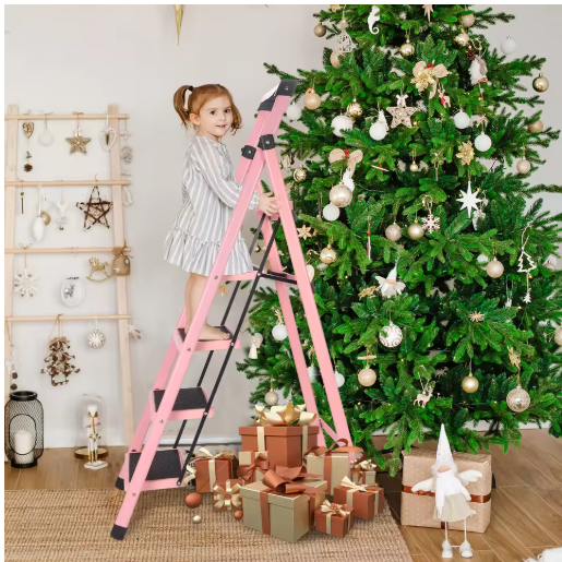 Multifunctional Kitchen Step Stool Safety Folding Ladders Carbon Steel Thickened Indoor Herringbone Stair Telescopic Ladder