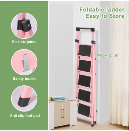 Multifunctional Kitchen Step Stool Safety Folding Ladders Carbon Steel Thickened Indoor Herringbone Stair Telescopic Ladder