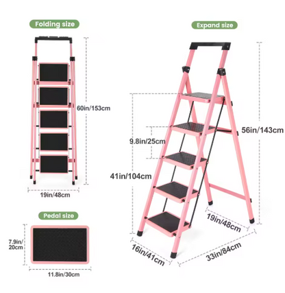Multifunctional Kitchen Step Stool Safety Folding Ladders Carbon Steel Thickened Indoor Herringbone Stair Telescopic Ladder