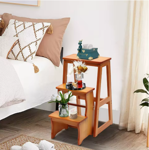 3-Step Folding Library Ladder Chair Lightweight Portable Multifunctional Step Stool for Household