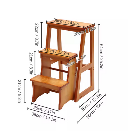 3-Step Folding Library Ladder Chair Lightweight Portable Multifunctional Step Stool for Household