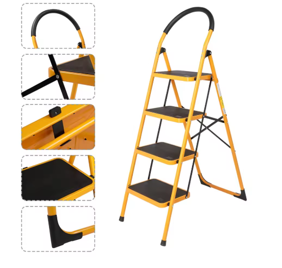 4 Step Ladder Folding Step Stool, Anti-Slip Pedal, Locking Mechanism Design,folding Design, Multi-Purpose