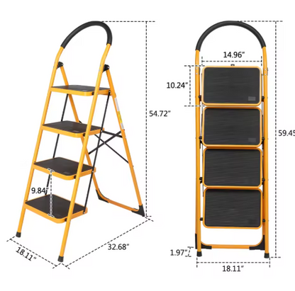 4 Step Ladder Folding Step Stool, Anti-Slip Pedal, Locking Mechanism Design,folding Design, Multi-Purpose