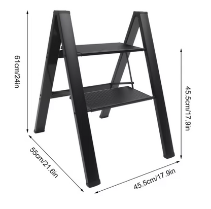 2 Step Ladder, Multifunctional Aluminuml Folding Step Stools, With Anti-Slip Sturdy and Wide Pedal,Space-saving