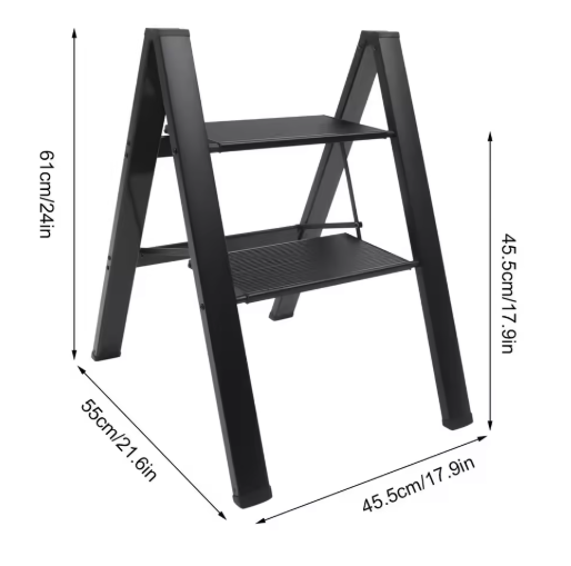 2 Step Ladder, Multifunctional Aluminuml Folding Step Stools, With Anti-Slip Sturdy and Wide Pedal,Space-saving