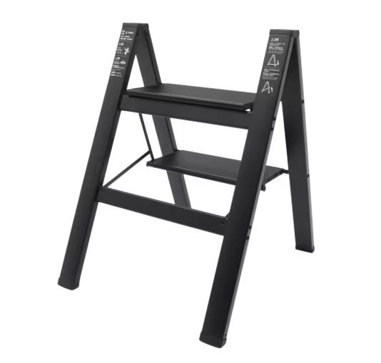 2 Step Ladder, Multifunctional Aluminuml Folding Step Stools, With Anti-Slip Sturdy and Wide Pedal,Space-saving