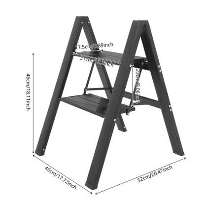 Foldable 2-Step Ladder, Portable Folding Step Stools, Multi-Use Storage Shelf, Plant Pot Holder, for Kitchen, Balcony, Garden