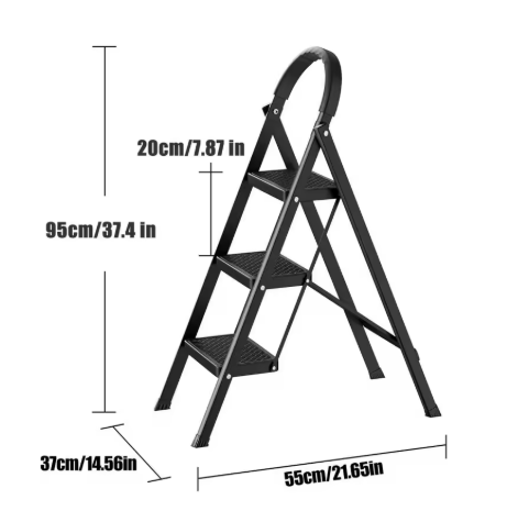 3 Step Ladder, Strong Load Capacity, Folding Household Climbing Ladder, Non-Slip, Heavy Duty Step Stool For Installing Light