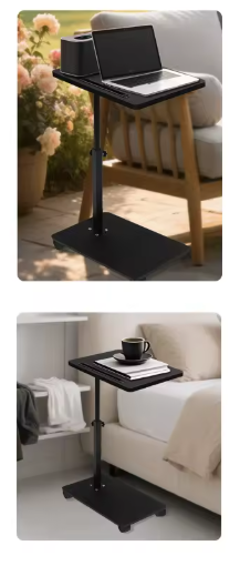 C Shaped Living Room Side Table Sofa Side Cabinet Mobile Coffee Table Simple Bedroom Bedside Table With Wheels 40x30x(45-80)cm