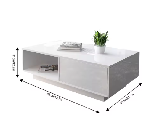 Modern Minimalist Rectangular Coffee Table with Storage Space Stylish Small Coffee Table for Living Room Centerpiece