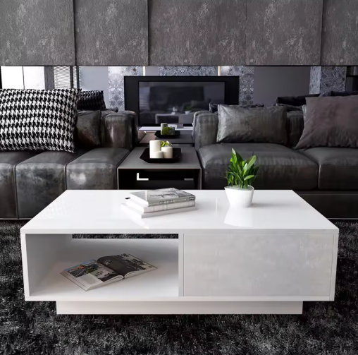 Modern Minimalist Rectangular Coffee Table with Storage Space Stylish Small Coffee Table for Living Room Centerpiece