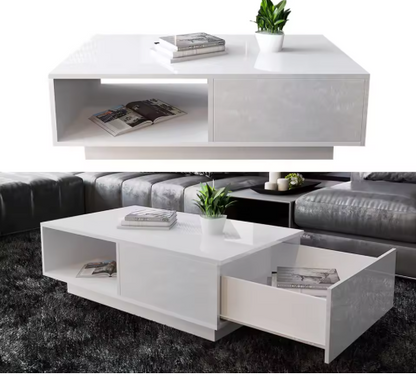 Modern Minimalist Rectangular Coffee Table with Storage Space Stylish Small Coffee Table for Living Room Centerpiece