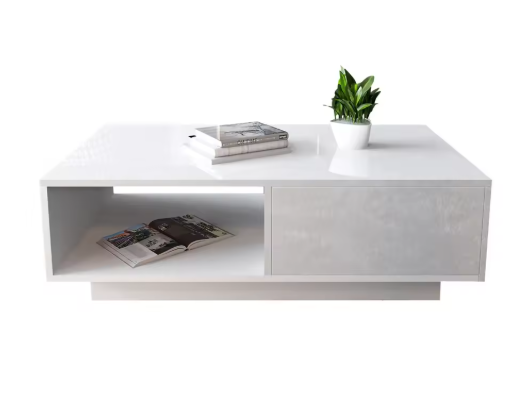 Modern Minimalist Rectangular Coffee Table with Storage Space Stylish Small Coffee Table for Living Room Centerpiece