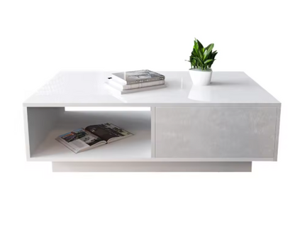 Modern Minimalist Rectangular Coffee Table with Storage Space Stylish Small Coffee Table for Living Room Centerpiece