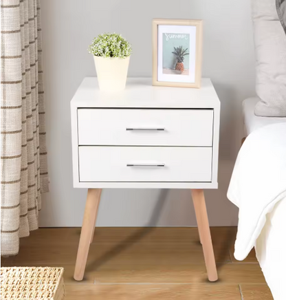 End Tables Storage Unit Bedside Table Stable Bedside Table with Two Drawers Floor Cabinet Bedroom Nightstand Storage Organizer