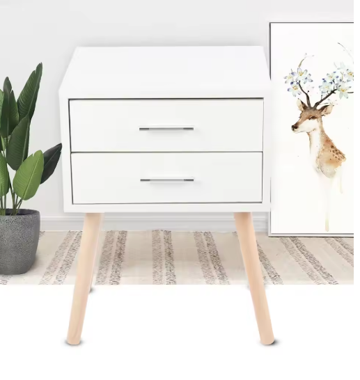 End Tables Storage Unit Bedside Table Stable Bedside Table with Two Drawers Floor Cabinet Bedroom Nightstand Storage Organizer
