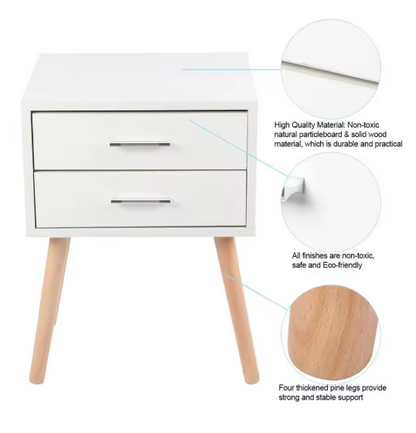 End Tables Storage Unit Bedside Table Stable Bedside Table with Two Drawers Floor Cabinet Bedroom Nightstand Storage Organizer