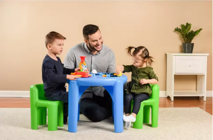 Multi-Color Activity Table and Chair Set Kids Includes Two Chairs Lightweight Durable Easy to Clean Ideal Snacks Crafts Learning