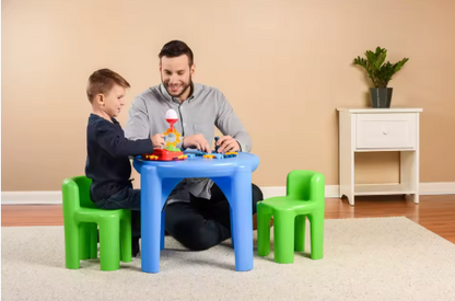 Multi-Color Activity Table and Chair Set Kids Includes Two Chairs Lightweight Durable Easy to Clean Ideal Snacks Crafts Learning