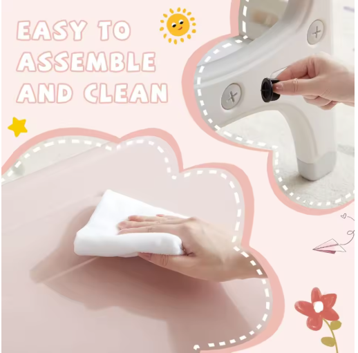 Kids Table and Chair Set, Plastic Children Activity Table with 2 Chairs, Toddler Table and Chair Set for Reading, Drawing