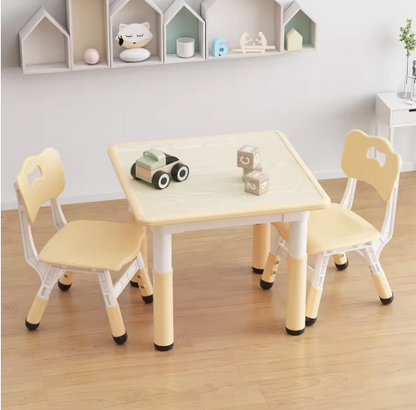 Kids Table and Chair Set, 3 Piece Toddler Furniture Set w/ Graffiti Desktop Watercolor Pens for Children Activity Room Preschool