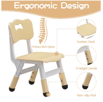 Kids Table and Chair Set, 3 Piece Toddler Furniture Set w/ Graffiti Desktop Watercolor Pens for Children Activity Room Preschool